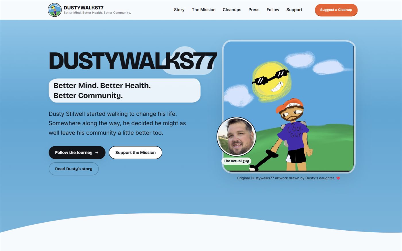 The Dustywalks77 homepage, designed and built by H7 Creative Works.