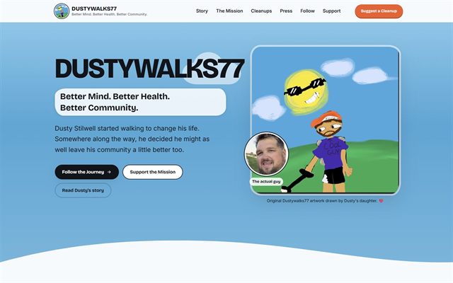 The Dustywalks77 website, designed and built by H7 Creative Works.